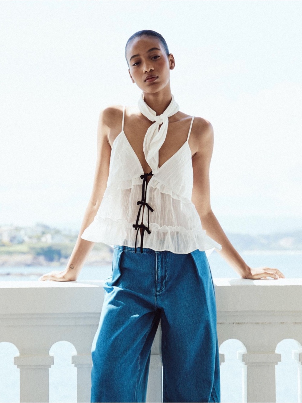 NWT Zara Contrast Tie Top
